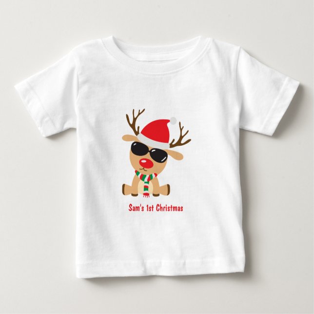 Camiseta De Bebé Navidades del primer bebé personalizado (Anverso)