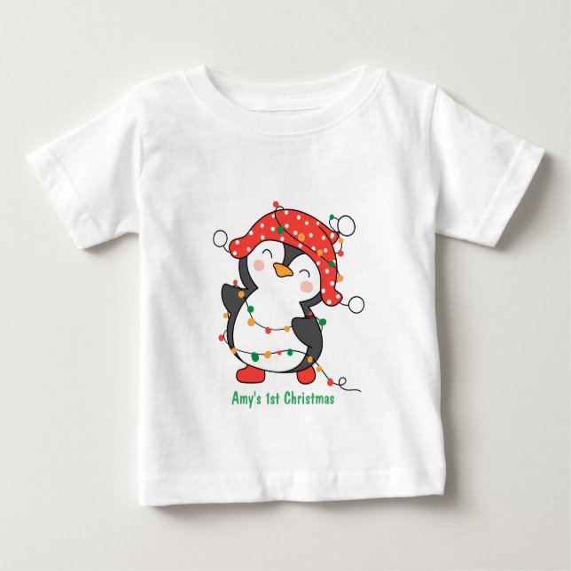 Camiseta De Bebé Navidades del primer bebé personalizado (Anverso)