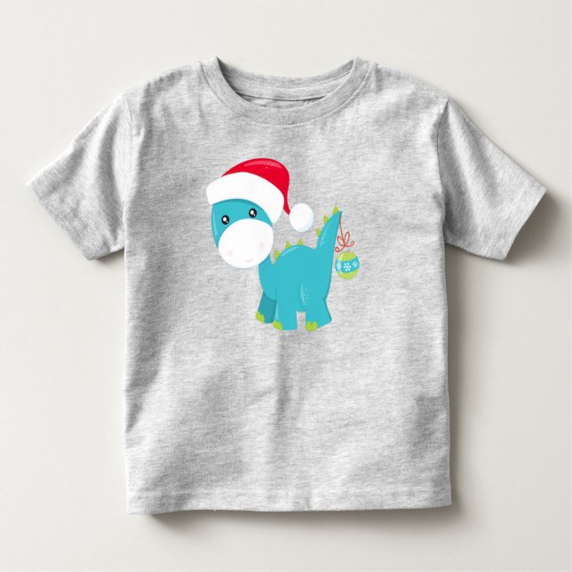 Camiseta De Bebé Navidades Dinosaurios, Santa Hat, Dino, Brontosaur (Anverso)