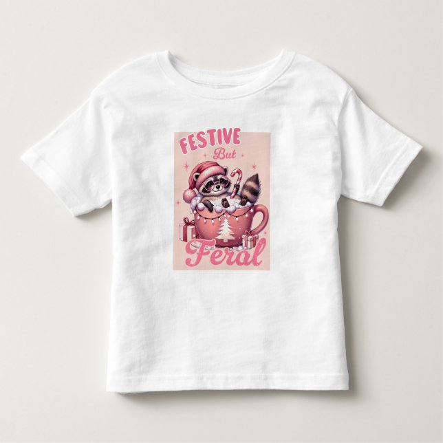 Camiseta De Bebé Navidades divertidos festivos pero Feral Raccoon (Anverso)