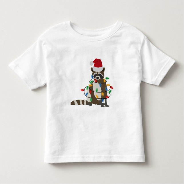 Camiseta De Bebé Navidades divertidos Raccoon Santa Hat Xmas Luces (Anverso)
