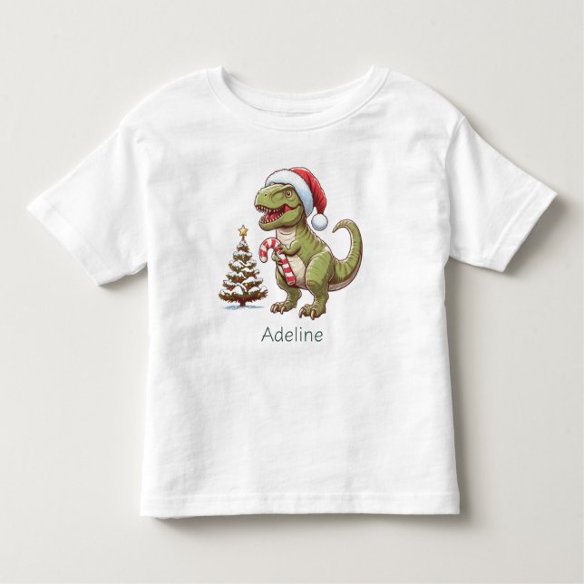 Camiseta De Bebé Navidades dulces de caña de caramelo dinosaurio (Anverso)