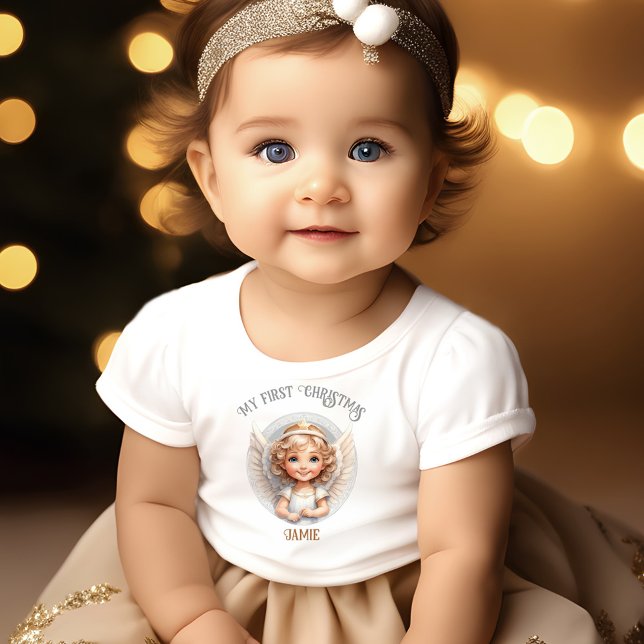 Camiseta De Bebé Navidades educados Angel First Christmas Baby T-Sh (Cute Christmas Angel First Christmas Baby T-Shirt)