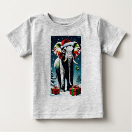 Camiseta De Bebé Navidades elefantes divertidos en Santa Hat