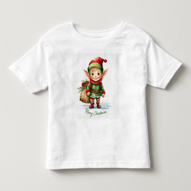 Camiseta De Bebé Navidades elf con un saco de regalos (Anverso)