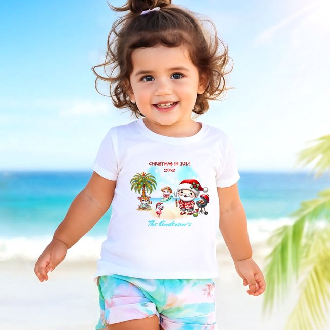 Camiseta De Bebé Navidades En Julio Nombre De Verano Cute Santa Tro (Christmas In July Cute Santa Tropical Summer Name Toddler T-shirt)