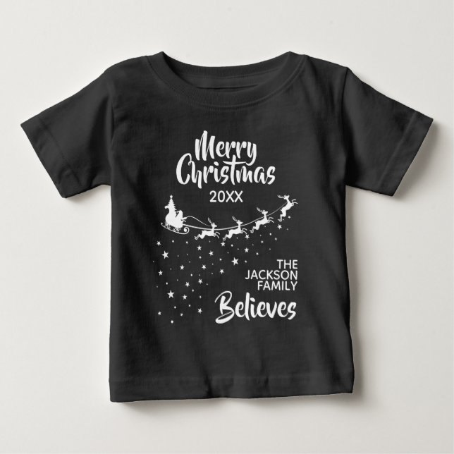 Camiseta De Bebé Navidades Familia de vacaciones de renos de trineo (Anverso)
