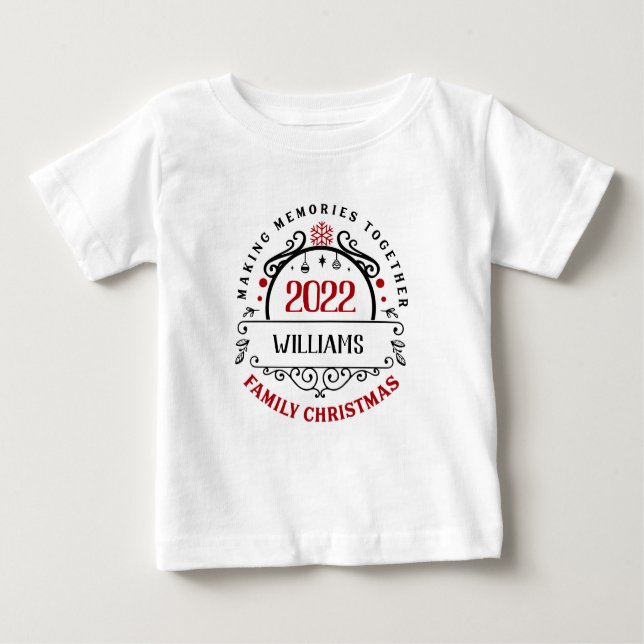 Camiseta De Bebé Navidades familiares de nombres personalizados que (Anverso)