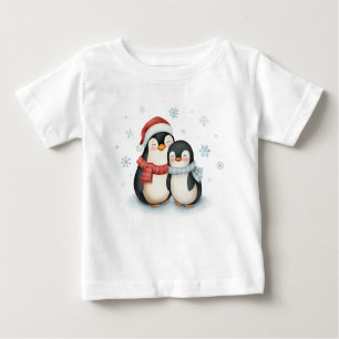 Camiseta De Bebé Navidades familiares de pingüino con tema de invie