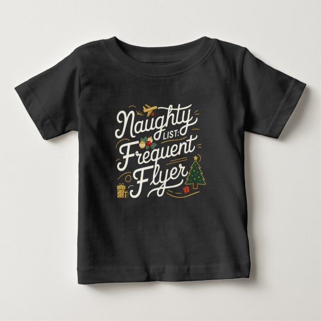 Camiseta De Bebé Navidades familiares Tees Naughty List Frecuent Fl (Anverso)