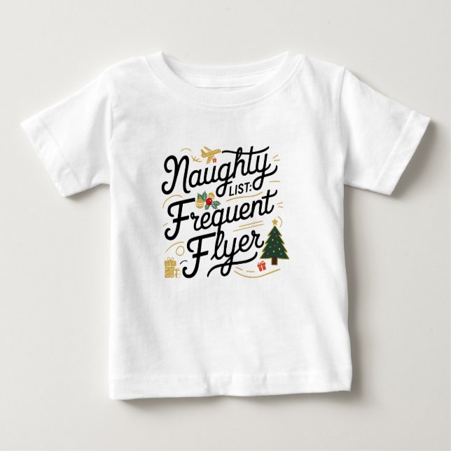 Camiseta De Bebé Navidades familiares Tees Naughty List Frecuent Fl (Anverso)