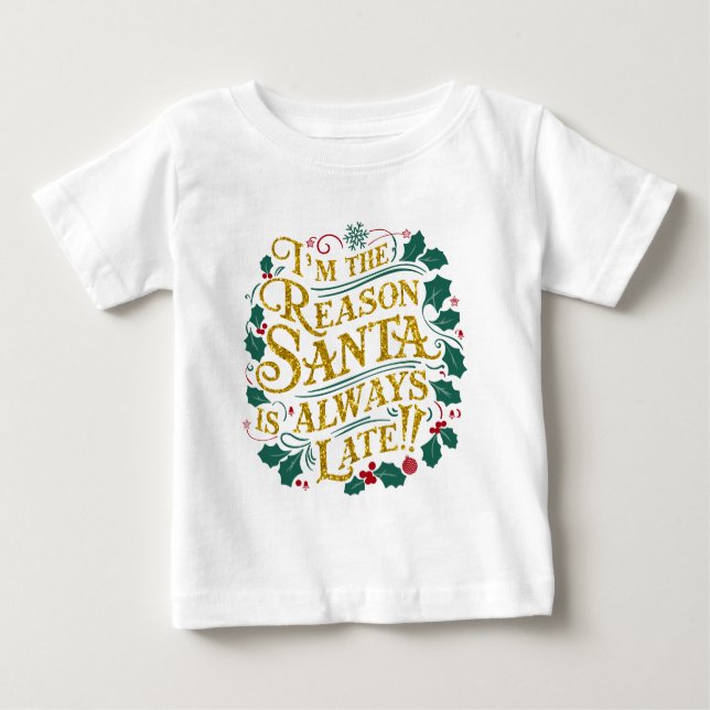 Camiseta De Bebé Navidades familiares Tees | Razón por la que Santa (Anverso)