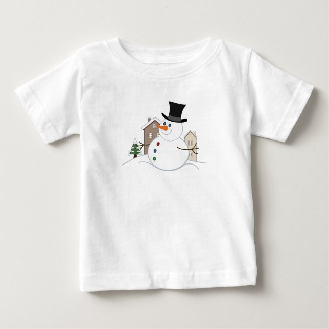 Camiseta De Bebé Navidades felices Ilustracion Snowman (Anverso)