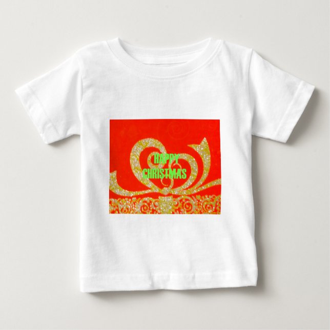 Camiseta De Bebé Navidades felices rojo y oro (Anverso)