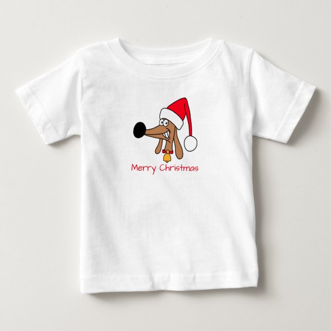 Camiseta De Bebé Navidades festivos Perro Dachshund (Anverso)