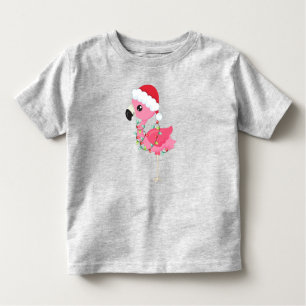 Camiseta De Bebé Navidades Flamingo, Santa Hat, Navidades Luces