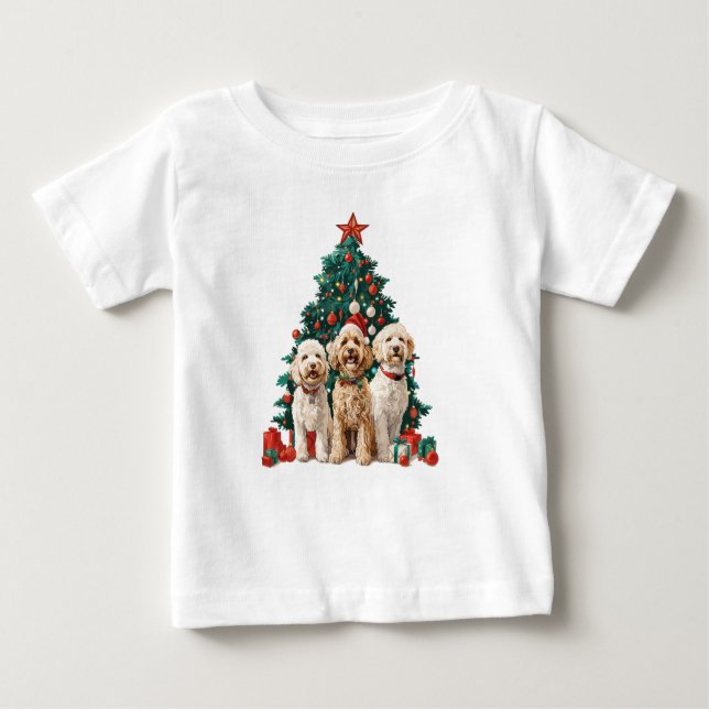 Camiseta De Bebé Navidades Goldendoodle Dogs (Anverso)