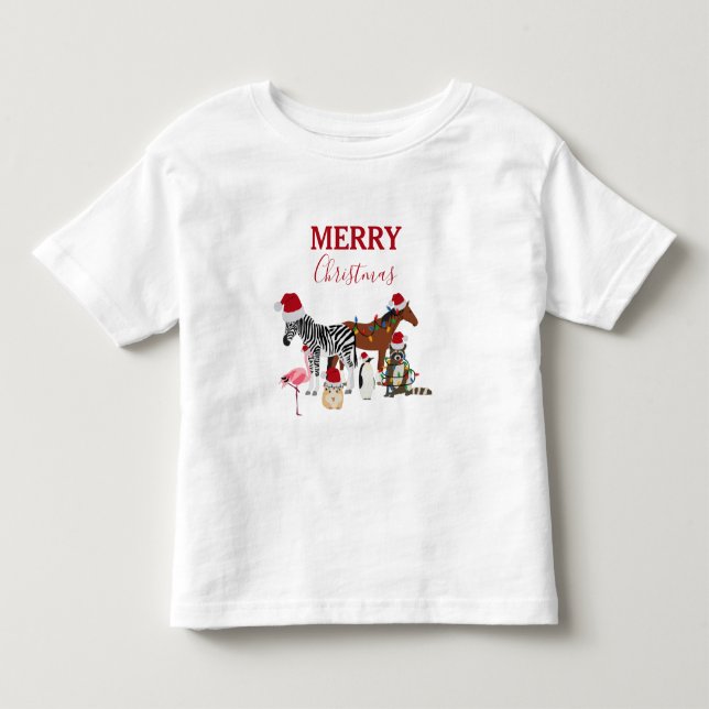 Camiseta De Bebé Navidades graciosos y adorables Animals Santa Hats (Anverso)