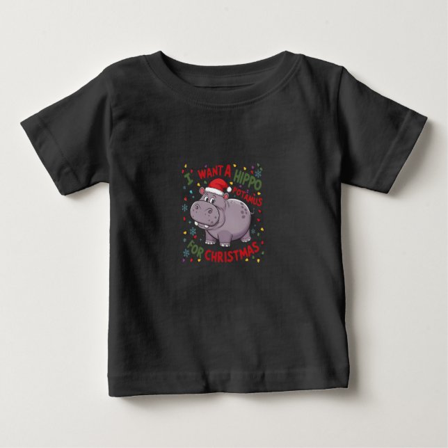 Camiseta De Bebé Navidades Hippo Wish (Anverso)