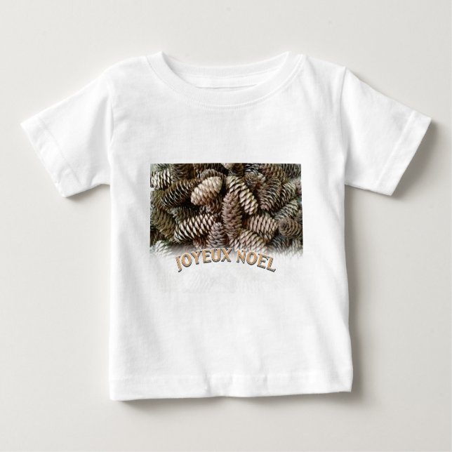 Camiseta De Bebé Navidades Joyeux Noel Holiday Pine Cone (Anverso)