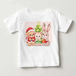 Camiseta De Bebé Navidades Kawaii Baby Animals