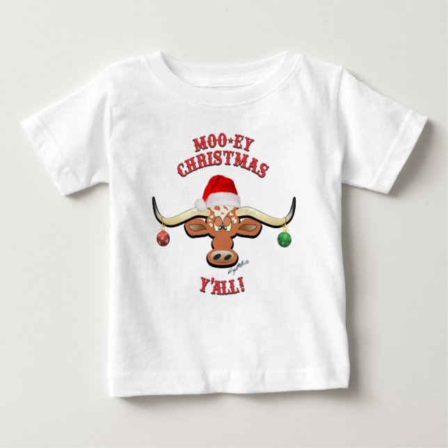 Camiseta De Bebé Navidades Longhorn Steer (Anverso)