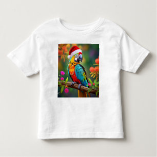 Camiseta De Bebé Navidades Macaw Con Un Clásico Santa Hat-56485