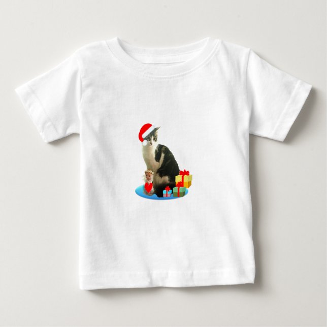 Camiseta De Bebé Navidades Merlin cat (Anverso)