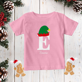 Camiseta De Bebé Navidades Monogramados Nombre Camisa, Gorra Elf, F
