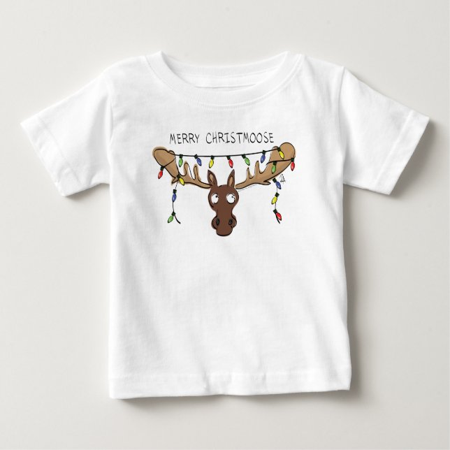 Camiseta De Bebé Navidades Moose Cute Gracioso Animal de vacaciones (Anverso)