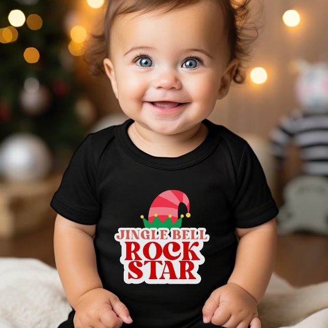 Camiseta De Bebé Navidades negros de la estrella de rock Jingle Bel (Subido por el creador)
