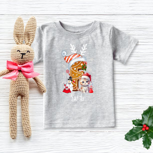 Camiseta De Bebé Navidades Nombre Familia Gingerbread Letra F Chica