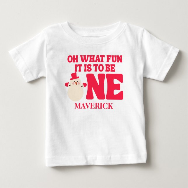 Camiseta De Bebé Navidades Oh Qué Divertido Primer Cumpleaños (Anverso)