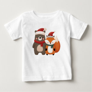 Camiseta De Bebé Navidades/Oso blanco invernal y Fox