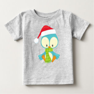 Camiseta De Bebé Navidades Pájaros, Pájaros Con Gorra, Pájaros Con