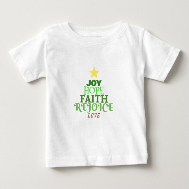 Camiseta De Bebé Navidades Palabras Árbol de Navidad (Anverso)