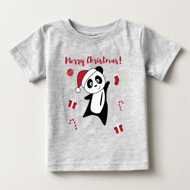 Camiseta De Bebé Navidades Panda Nieve Animales De Invierno Pandas  (Anverso)