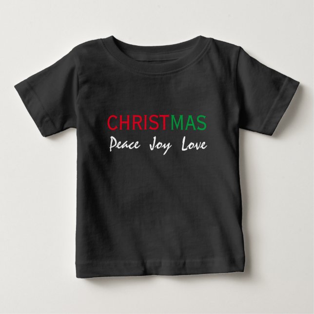 CAMISETA DE BEBÉ NAVIDADES PEACE JOY LOVE TYPOGRAPHY (Anverso)