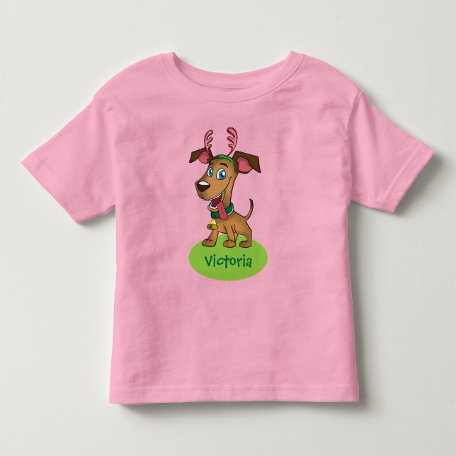 Camiseta De Bebé Navidades Personalizado Doggie con el nombre del n (Anverso)