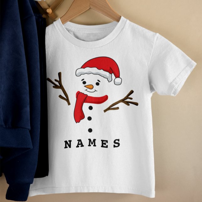 Camiseta De Bebé Navidades personalizados celebran divertido hombre (Personalized Christmas Festive Funny Snowman Toddler T-shirt)