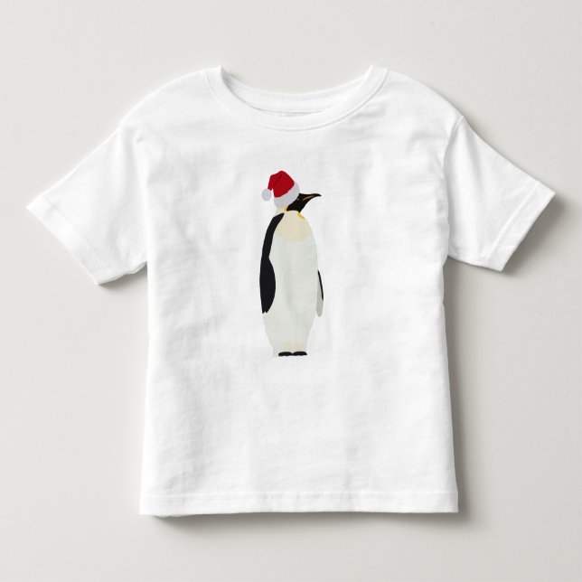 Camiseta De Bebé Navidades pingüino gracioso animal con Santa Hat (Anverso)