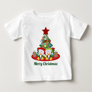 Camiseta De Bebé Navidades Pingüinos de vacaciones añaden texto beb