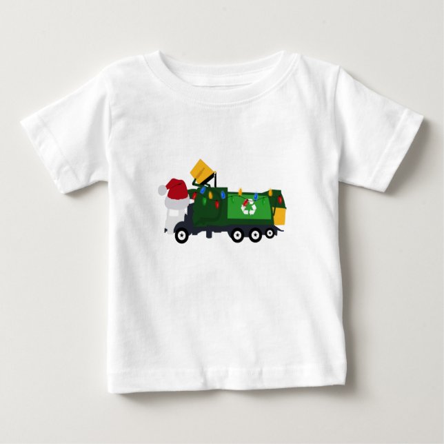 Camiseta De Bebé Navidades reciclando camión basura (Anverso)