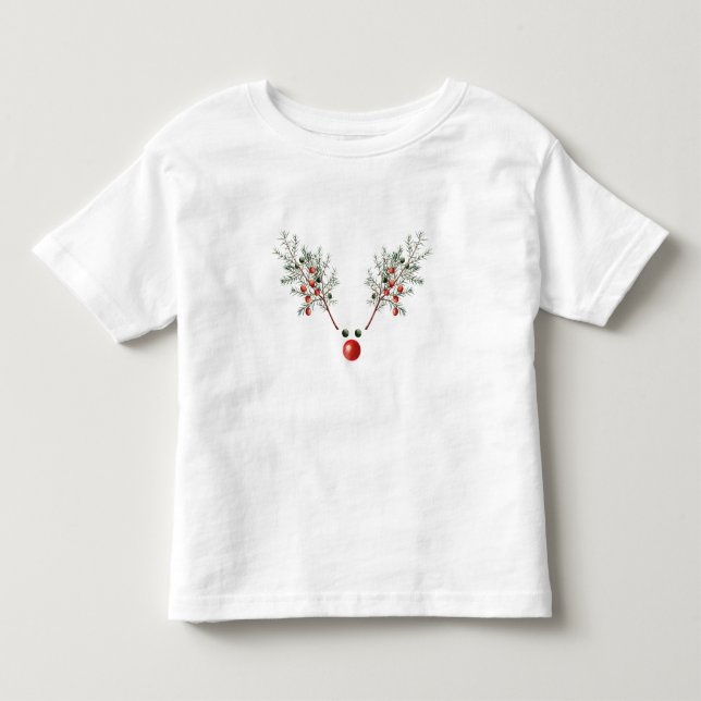 Camiseta De Bebé Navidades Red Nosed Reindeer Pine Berries (Anverso)