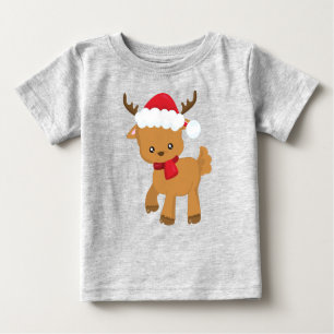 Camiseta De Bebé Navidades renos, reno lindo, Santa Hat