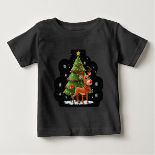 Camiseta De Bebé "Navidades resplandecientes: Árboles, renos y estr