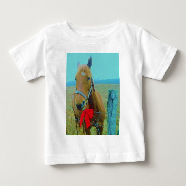 Camiseta De Bebé navidades retro Caballo (Anverso)