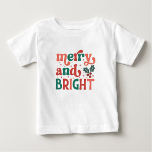 Camiseta De Bebé Navidades Retro Merry y Bright