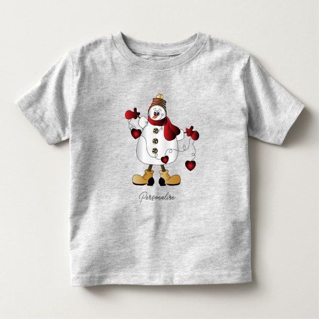 Camiseta De Bebé Navidades rojos curados Snowman (Anverso)