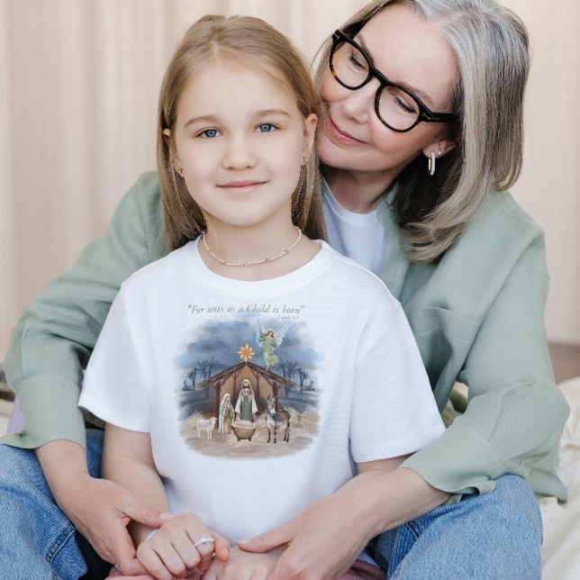 Camiseta De Bebé Navidades rústicos de granjas Natividad tradiciona (Get your little one into the holiday spirit with our festive Christmas Kids T-Shirt! 🎅)